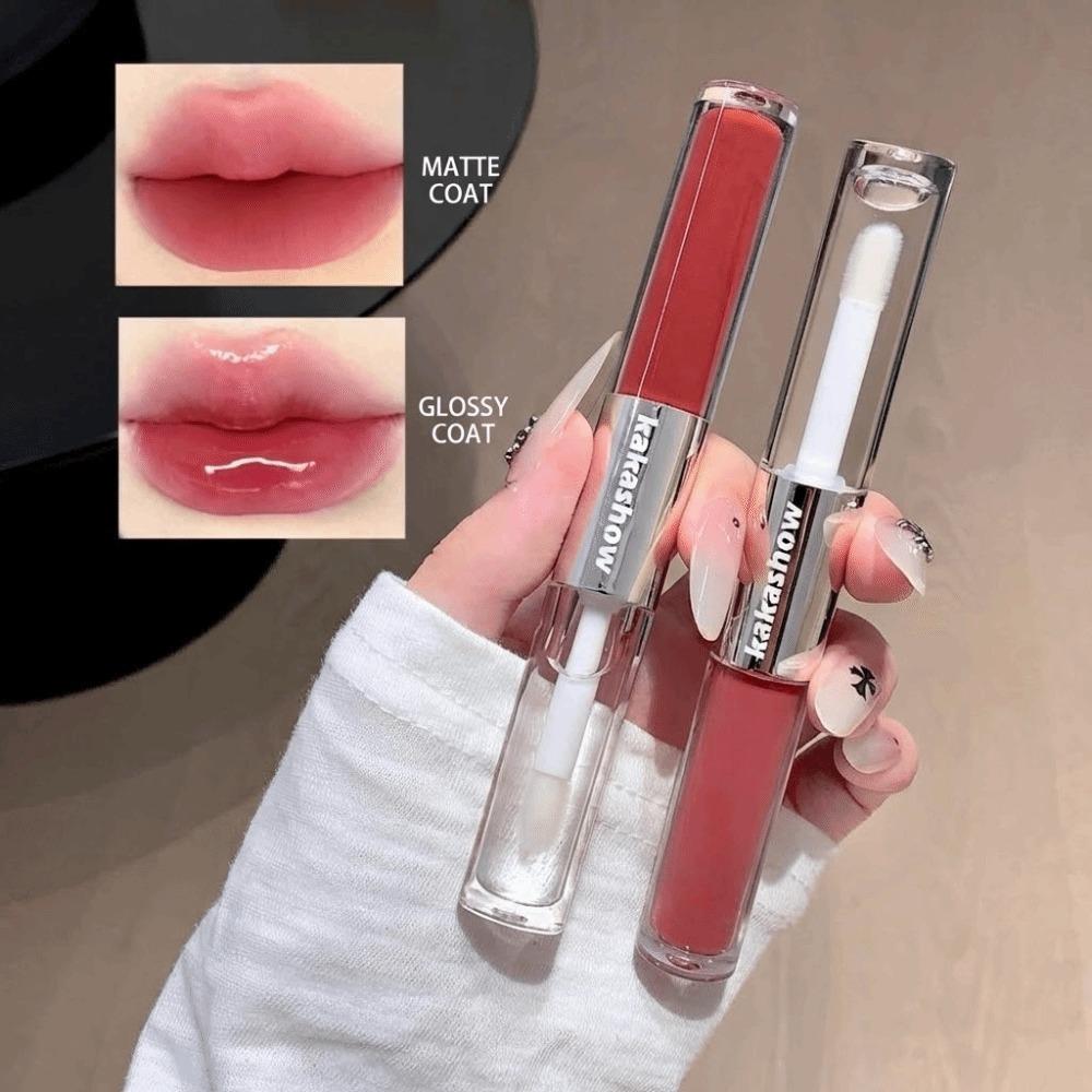 Sexy Water Crystal Double Head Lip Gloss Long Lasting Dewy Glossy Makeup Lip Stick Mirror Non Stick Liquid Lipstick Beauty