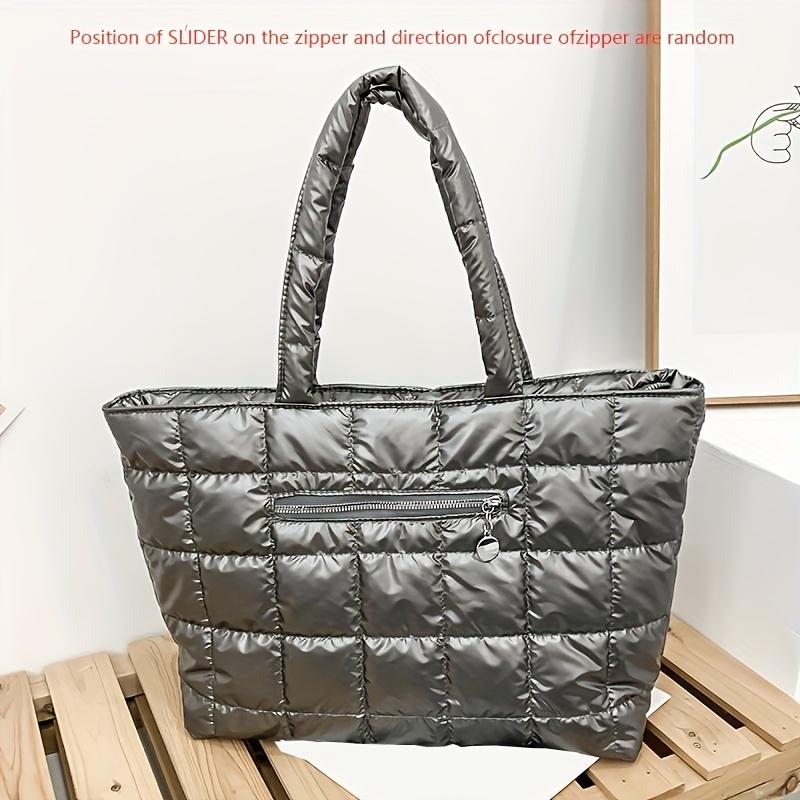 

Зимняя теплая сумка-тоут для женщин, нейлоновая стеганая, большой вместимости, женские наплечные сумки для женщин, пуховики-сумки