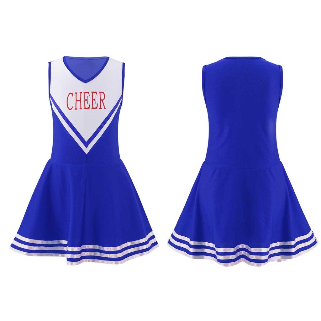 Kids Girls Cheerleading Costume School Performance Cosplay Party Clothing Sleeveless Letter Print Dress