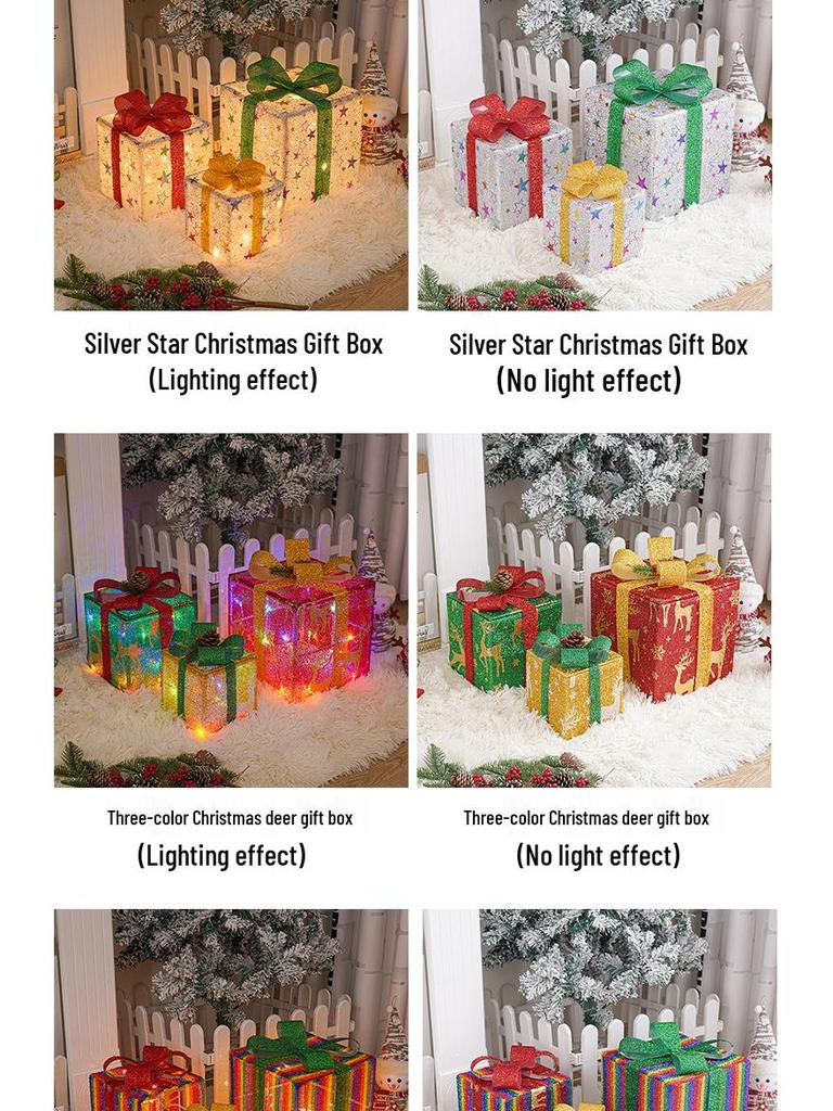 Upgraded Christmas Lights Gift Box Set: 3-Piece Ornament & Birthday Party Decorations