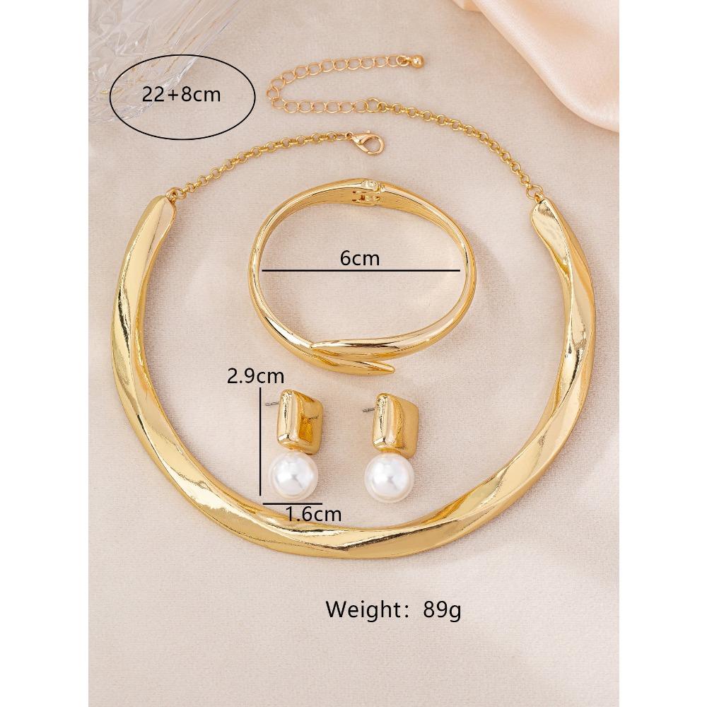 Heavy Metal Jewelry Set Temperament Geometric Ring Glossy Collar Exaggerated Irregular Bracelet Ring