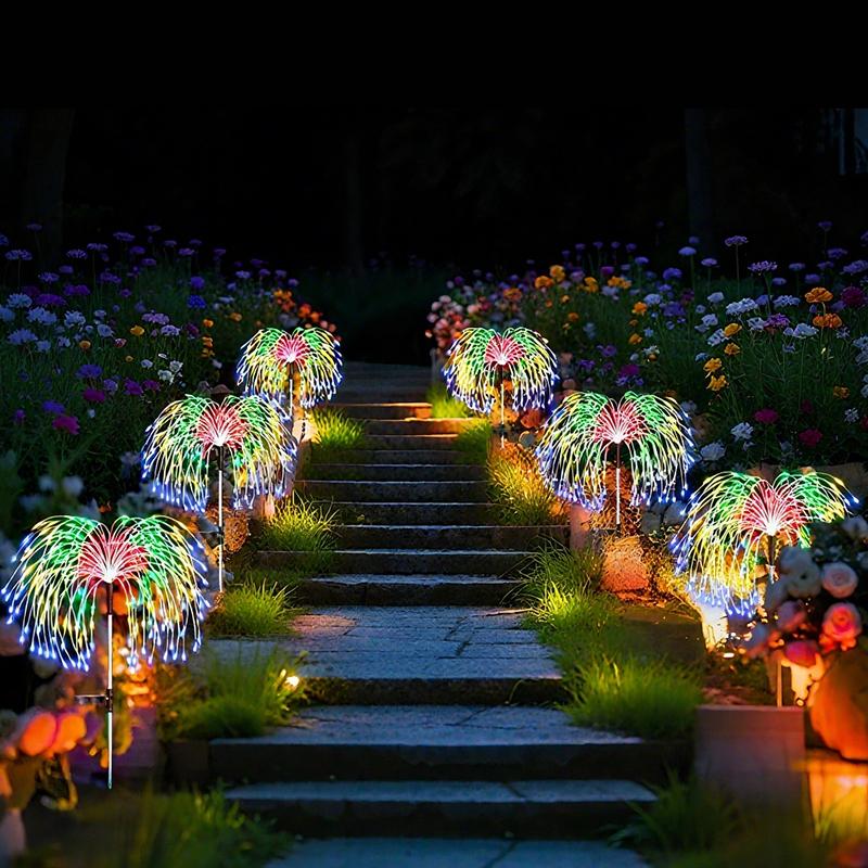 200LED Solar Flower Lights Outdoor Waterproof Garden Firework Fairy Pathway Lights for Patio Lawn Balcony Yard