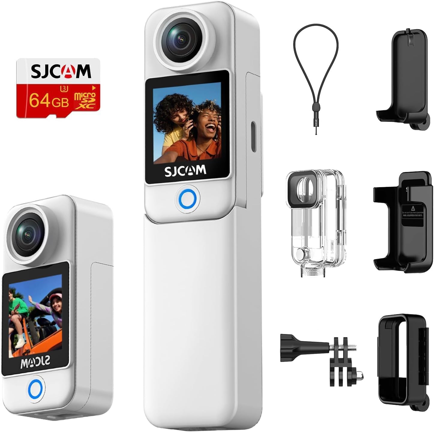 

SJCAM C300 4K Action Camera Battery Life Dual Touchscreen Field of View Stabilized POV Camera 8x Zoom Wearable Body Cam 3800mAh Live Vlog Camera 64GB білий
