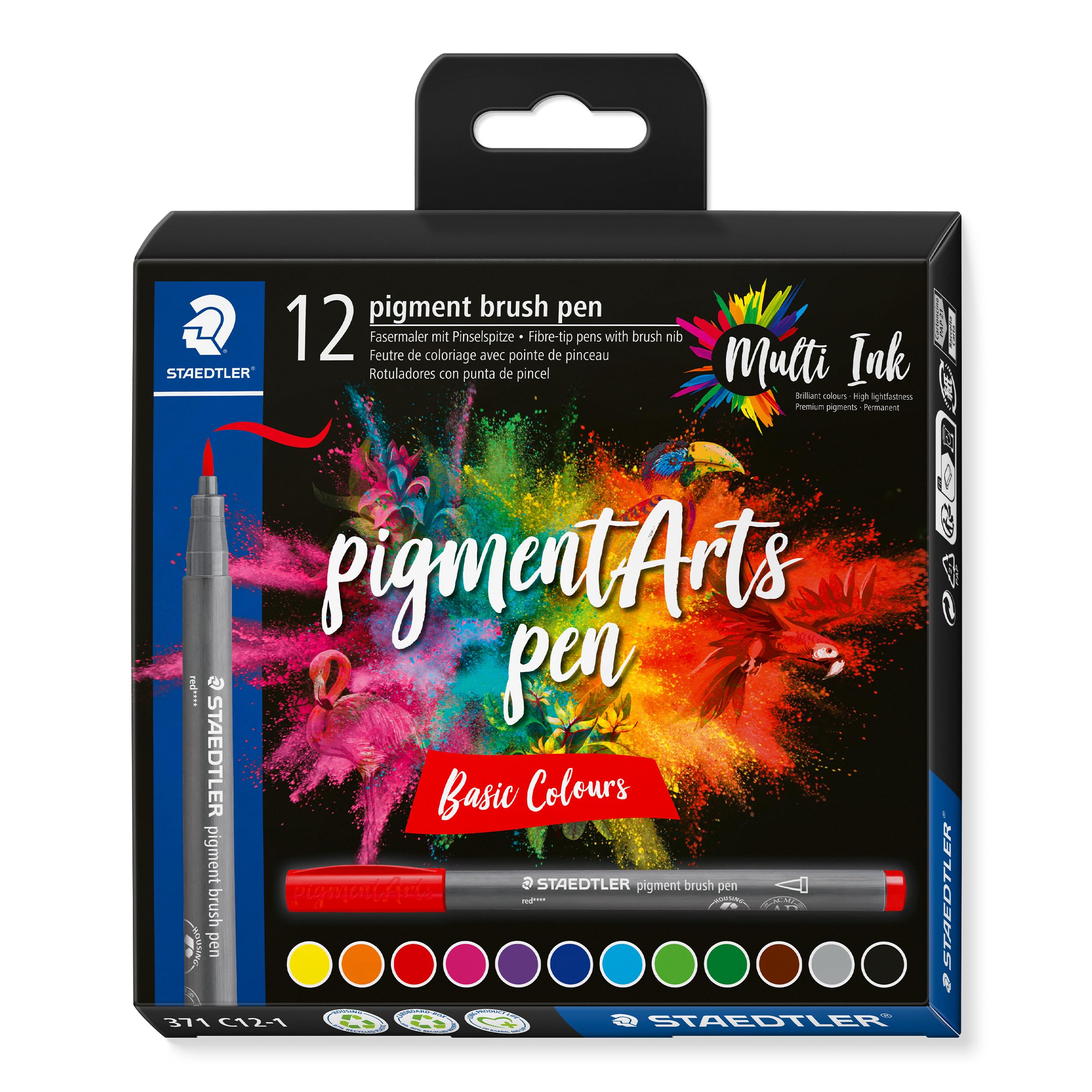 

Staedtler Water-Based Pigment Brush Pen, 12 Colors, 1 Set, 371 C12-1