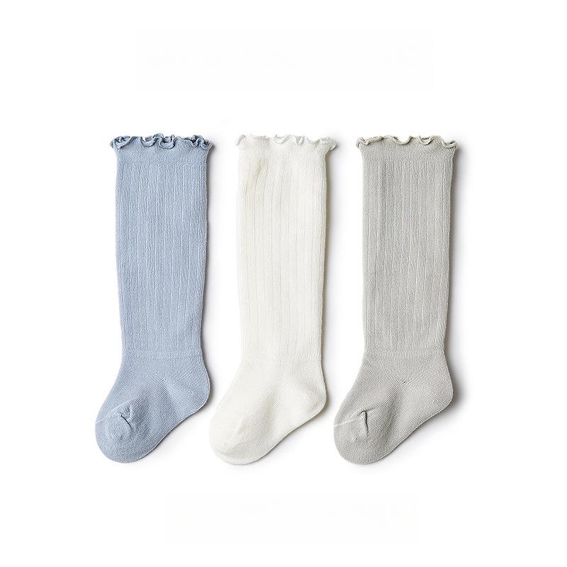 3 pary/partia Dziecięce podkolanówki Dzieci Dziewczynki Chłopcy Miękkie bawełniane długie skarpetki Śliczne hiszpańskie paski Jednolite skarpetki dziecięce dla 0-3 lat
