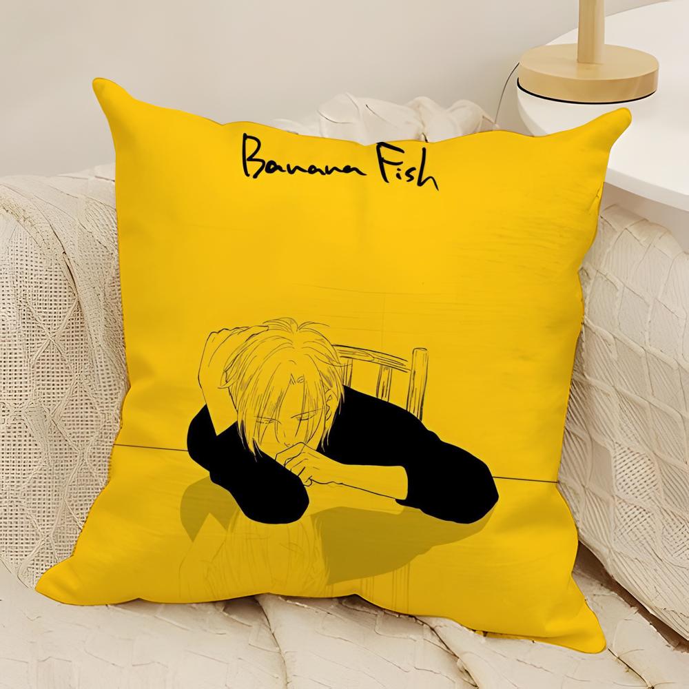 Anime Love Banana Fish Pillow Case Natural Linen Double-Sided Printing Sofa Home Decor Cushion Cover