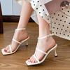 Fashion Summer 2025 New Stiletto Elegant Dress Party Open Toe Casual and Comfortable Open Heel Simple Women's Sandals