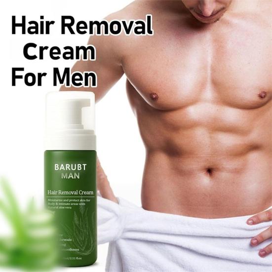 60ML Men Hair Removal Cream Natural Aloe Vera Quick Gentle Fast Acting Moisturizing Full Body Arm Leg Underarms Facial Hair Remover Depilatory Cream