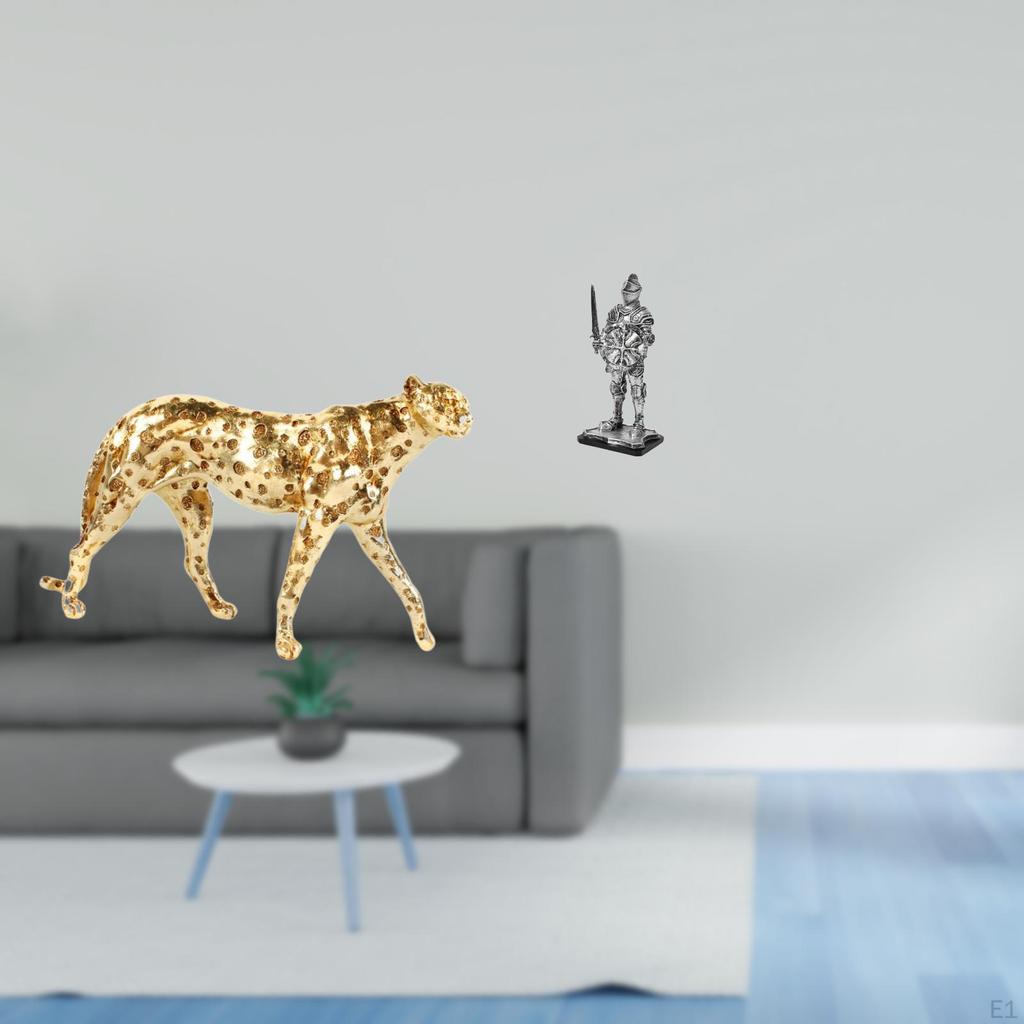 Cheetah Animal Sculpture Vintage Tabletop Centerpiece Creative Figurine Ornament for Office Home