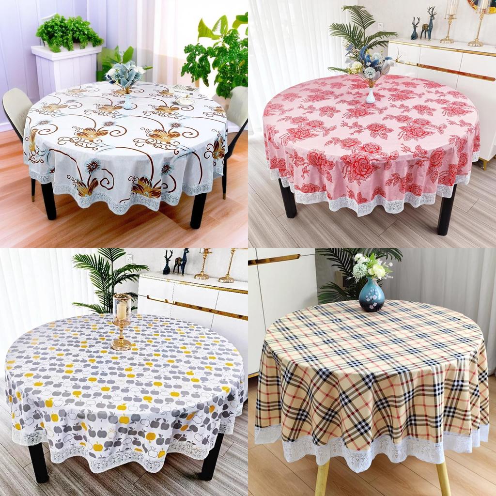 Round Tablecloth Pvc Waterproof Oilproof Dustproof For Home Kitchen Dinner Party Use
