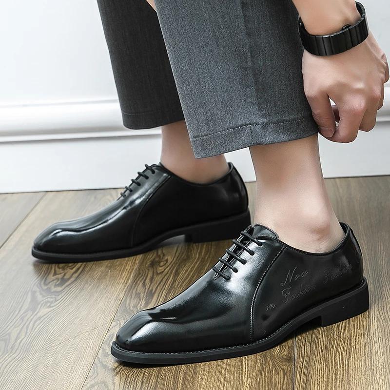 Fashion Designer's Original English Men's Loafers Retro Black Leather Shoes for Men Men's High-end Banquet Dress Casual Shoes Mo-42258