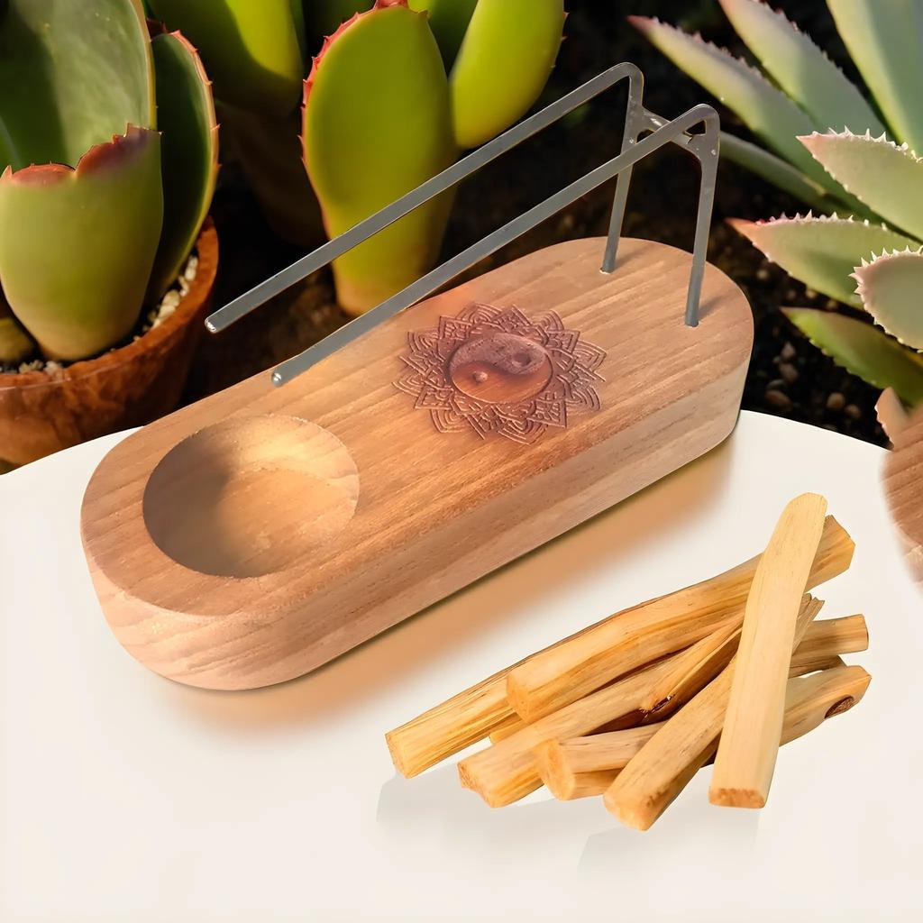 Palo Santo Holder Tealight Teak Wood Yin Yang