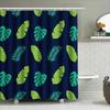 Feather Pattern Shower Curtain Green Monstera Leaf Design For Bathrooms Decor