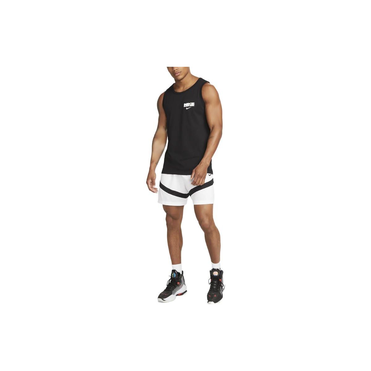 Nike Dri-FIT 6 Basketball Shorts Loose Fit Logo Print Casual Shorts Men shorts White FQ5527-100 XL