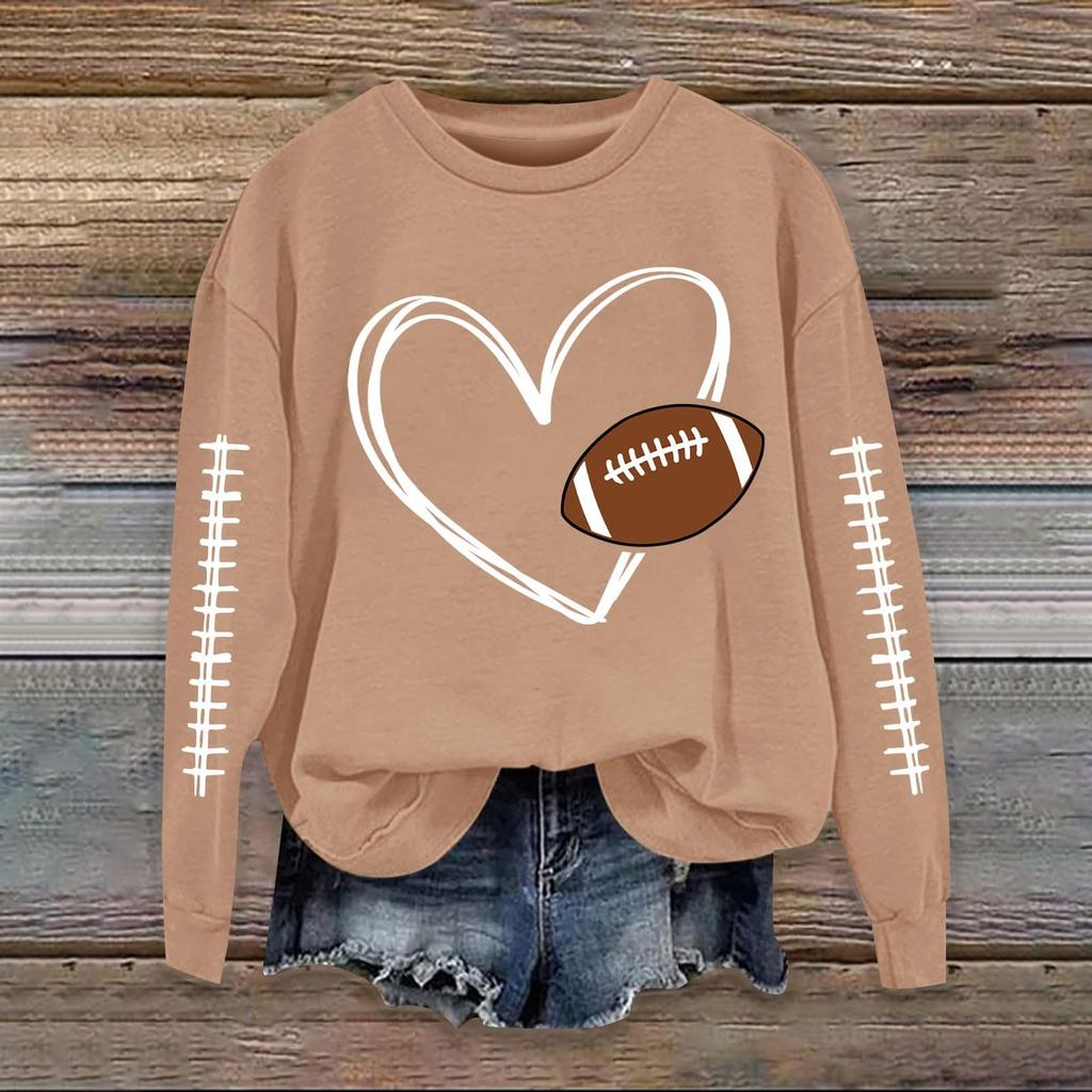 Women's Fashionable Casual Long-sleeved Rugby Printed Round-neck Top