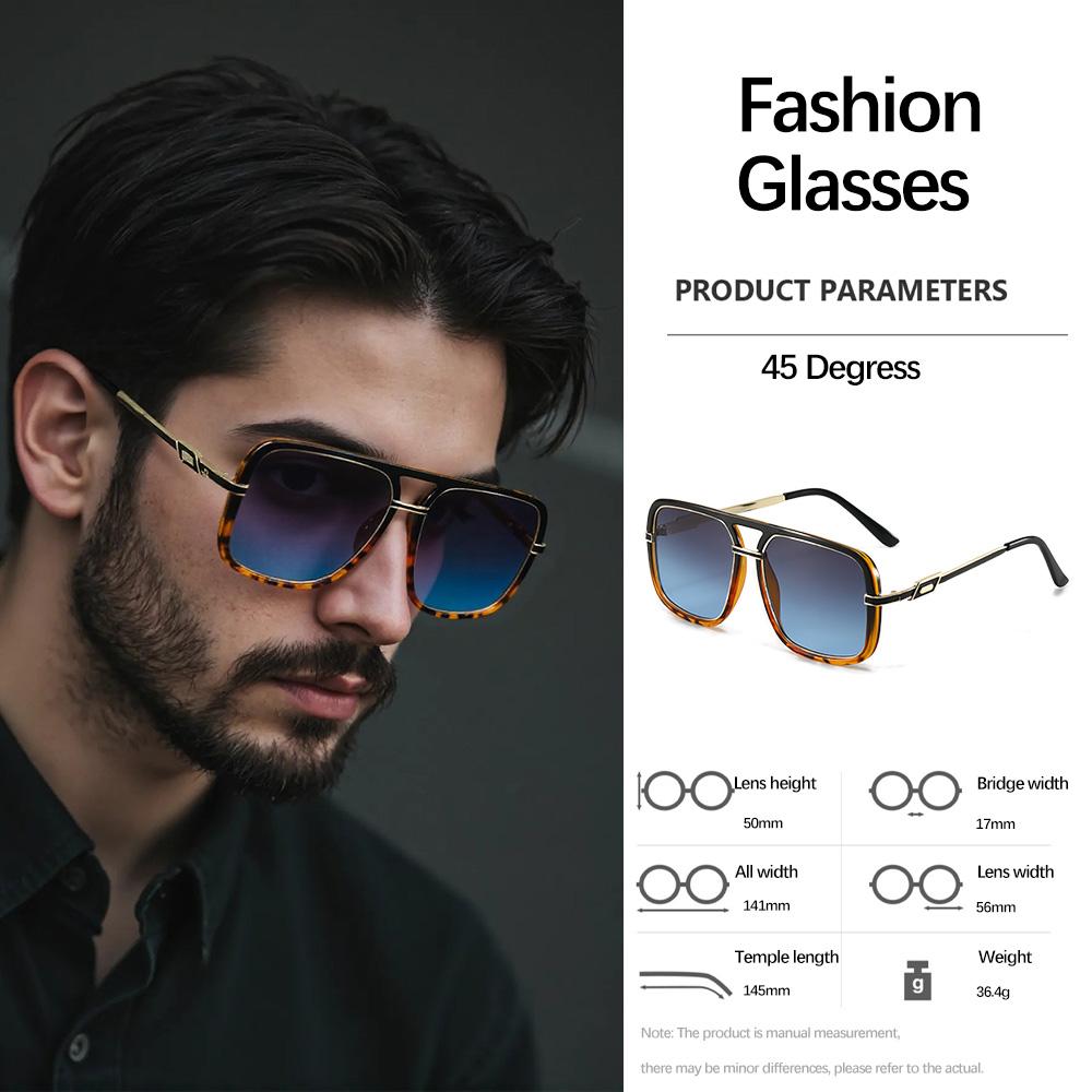 

Vintage Retro Sunglasses For Men Light Luxurious Box Eyeglasses Gold Tortoise Color Mixed Metal Material Frame Versatile Item Sunglasses Men