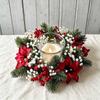 Artificial Pine Needles Christmas Wreath Red Berries Candle Ring Wreath  Table Centerpiece