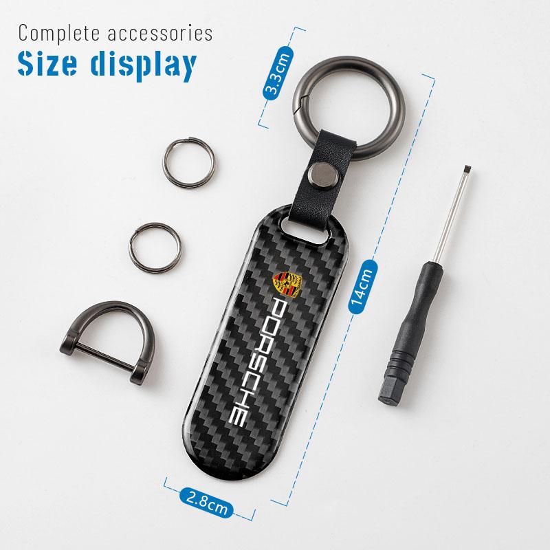 Carbon Fiber Texture Car Key Chain Ring Auto Keychain For Porsche 911 718 Taycan Panamera Cayenne Macan Boxster Cayman Pajun 918