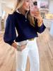 Women's Fashion Casual Stand-Up Collar 3/4 Sleeve Shirt