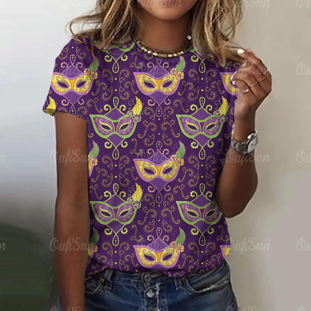 

Women s T-shirt 3D Carnival Printed Top Pattern T-shirt Winter Festival Party T-shirt Summer Casual Top 5XL