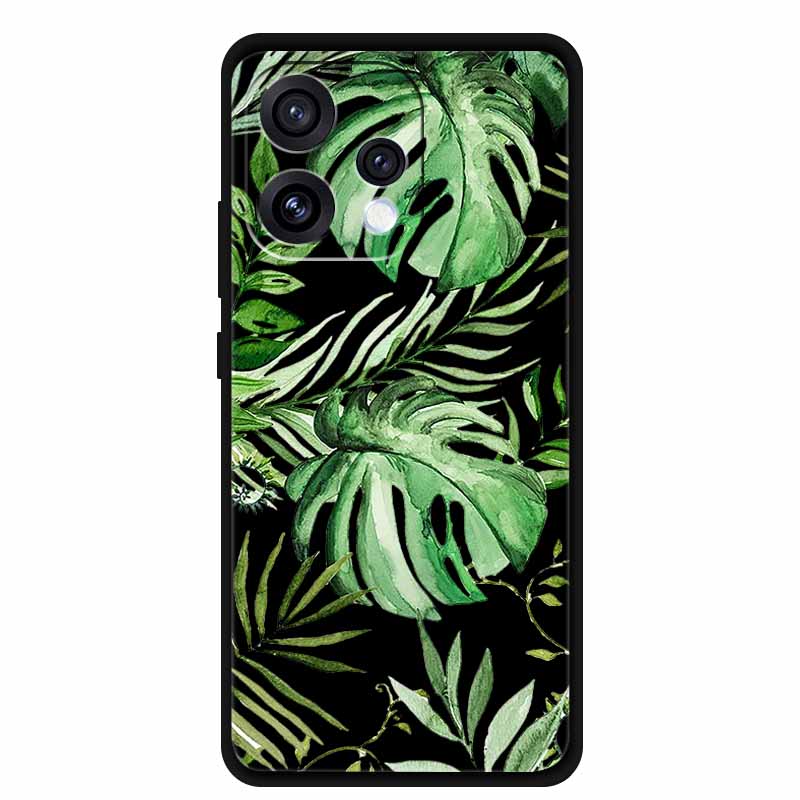 For Oppo Reno15 5G Case Flower Black Silicone Soft Protective Back Covers For Oppo Reno 15C 2025 Phone Case Coque Cartoon Shells