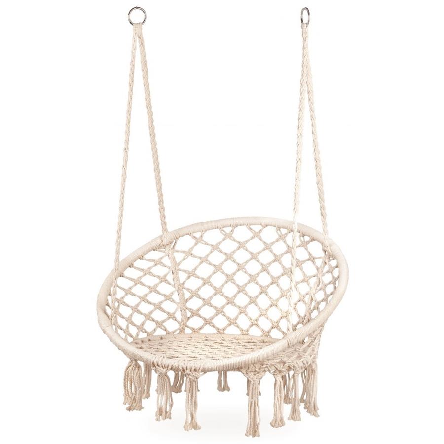 Stork's Nest Swing Hanging Chair Garden Boho for Home Garden 120cm - white