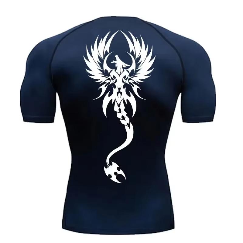 Men's Trendy Graphic-Print Compression Shirt – Summer Quick-Dry Athletic T-Shirt for Gym Workouts and Running RL811