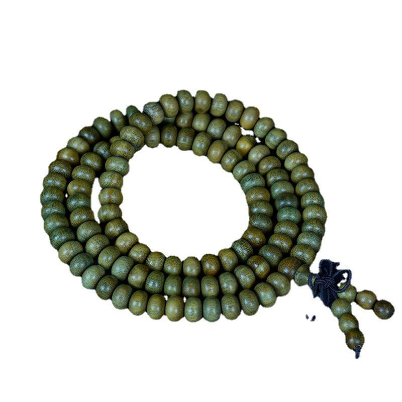 Green Sandalwood Submerged Old Material Guanyin Buddha Beads Log Sandalwood 108 Rosary Beads Cultural Play Gift Bracelet