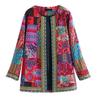 Plus Size Floral Print Jacket Vintage Women Coat Long Sleeve Ethnic Style Cotton