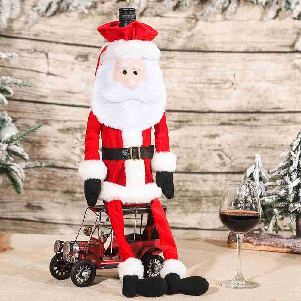 Partyzubehör Tischdeko Schneemann Weinflaschenüberzug Weihnachtsmann Flaschenverkleidung