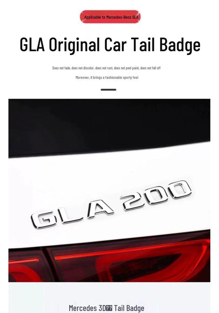 Compatible with Mercedes GLA180 GLA200 GLA260 AMG Tail Badge Emblem Letter Sticker Logo