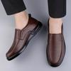 Men's Autumn Casual Slip-On Loafers: First Layer Cowhide Leather, Thick Sole, Breathable for Middle-Aged.