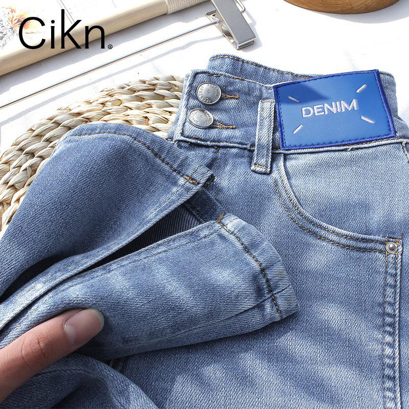 Women s Light Split Jeans - New Autumn Retro Hong Kong Style, High-Waisted, Slimming & Micro-Flare Design S