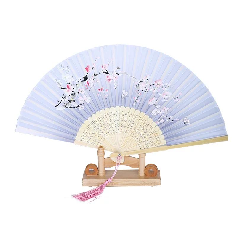 Traditional Chinese Folding Fan for Women, Portable Summer Dance Fan with Retro Tassels
