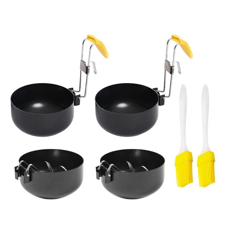 

4 Piece Foldable Hanging Hook Nonstick Heat Resistant Eggs Poacher Cooker For Poached Boiled Eggs Breakfast Cooking Tool 1