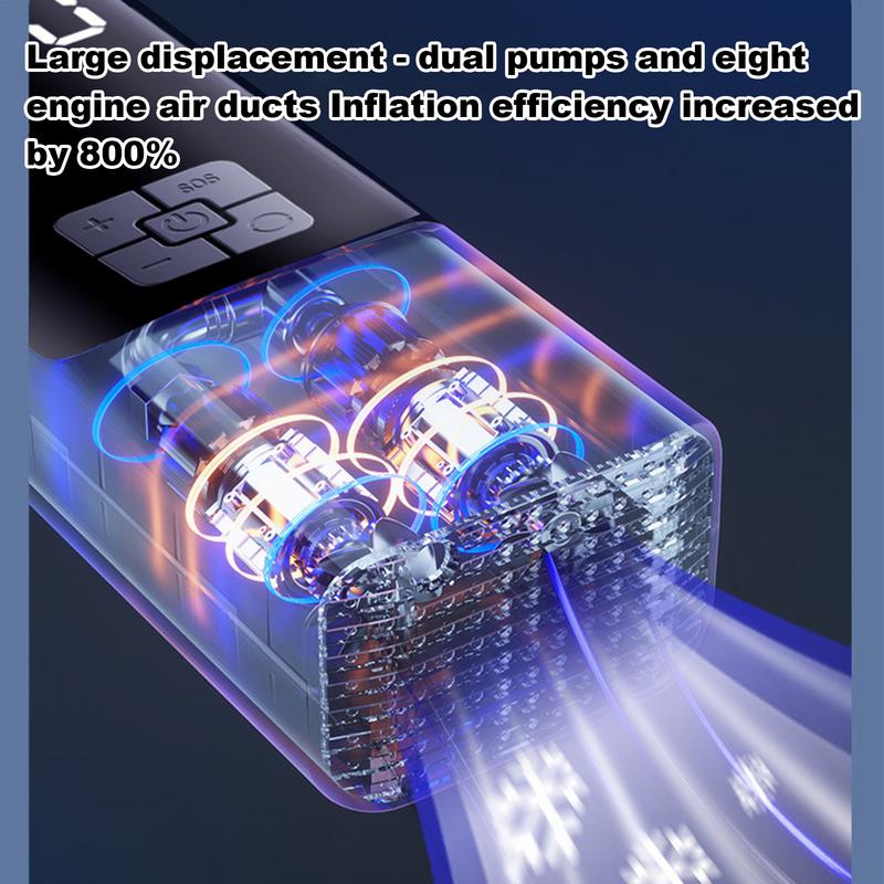 Digital Car Air Pump Compact Tire Inflator For Car Electric Cordless Automobiles Tire Pump With LED Lighting Design Outdoor