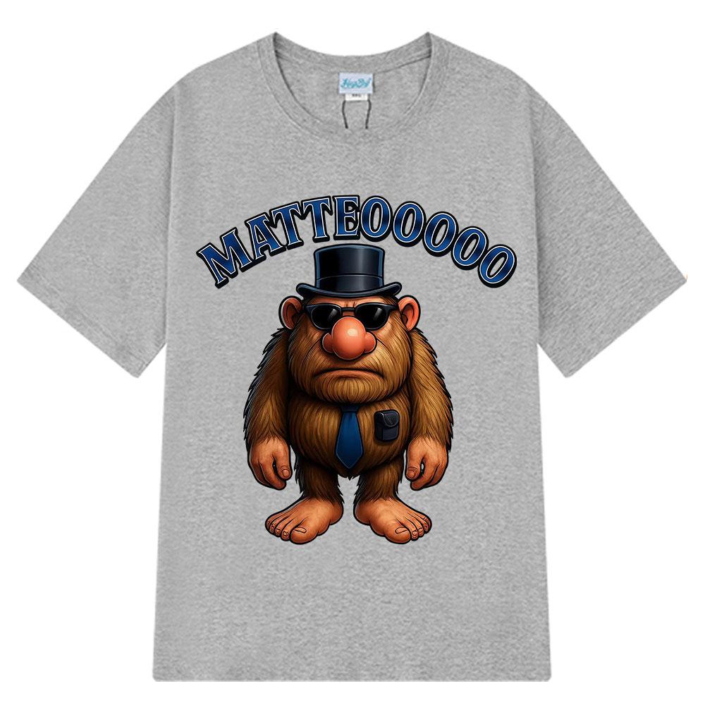 Matteooooo Funny Italian Gorilla Mafia T-Shirt Brainrot Italy Meme T Shirts Men Women Fashion Oversized Hip-hop Cotton T-shirts