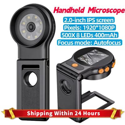 500X Portable Handheld Magnifying Digital Microscope Educational Science HD Electronic Jewelry Coin Magnifier Glass with Light