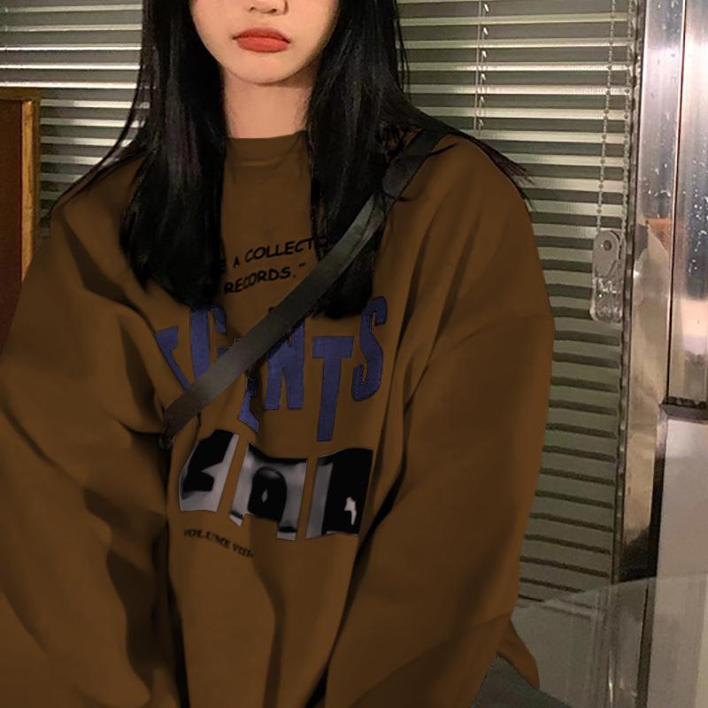 Padded Loose Casual Sweater Female Fall and Winter Jacket Ancient Round Neck Long-sleeved Bottoming Shirt Tops Fashion Retro Versatile Sweatshirt