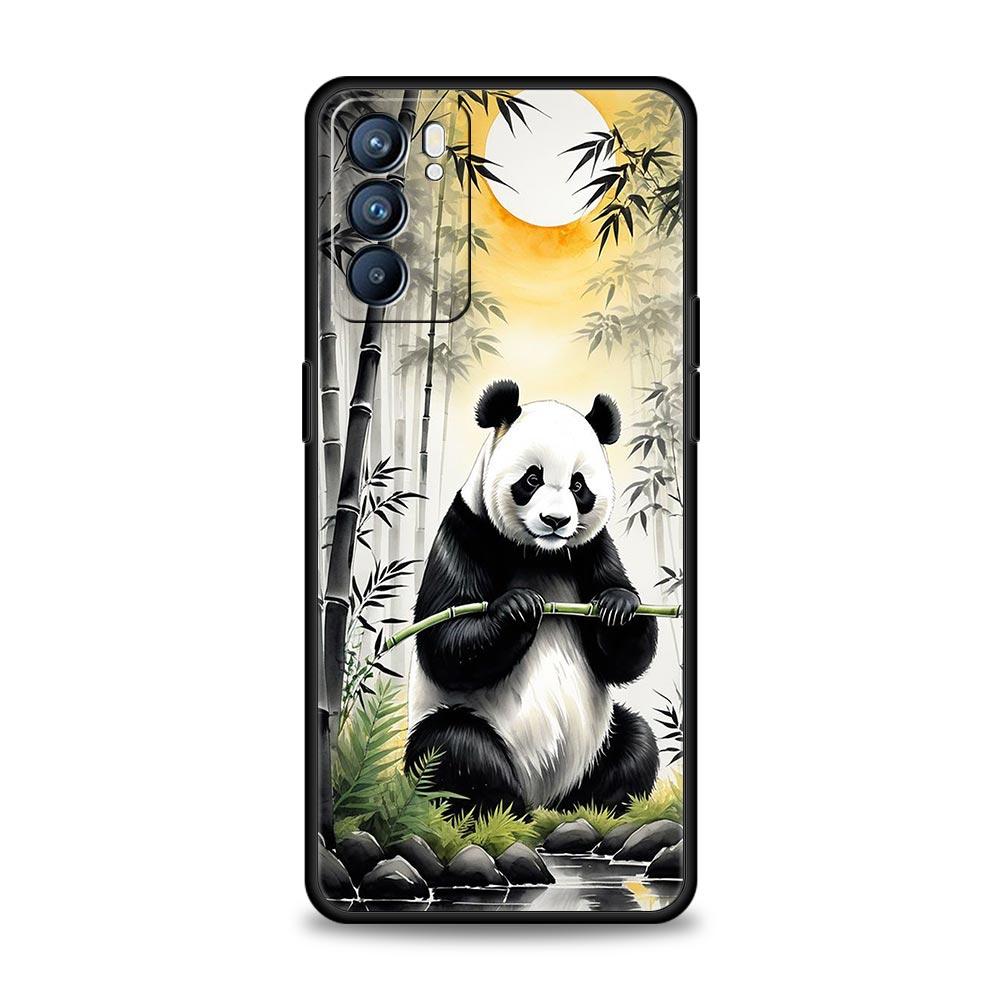 Baby Panda Phone Case For Oppo Reno 13 12 11 10 7 F Find X5 X6 A98 A80 A79 A78 A57 A54 A31 A17 Pro 5G Soft TPU Cover Fundas Bags