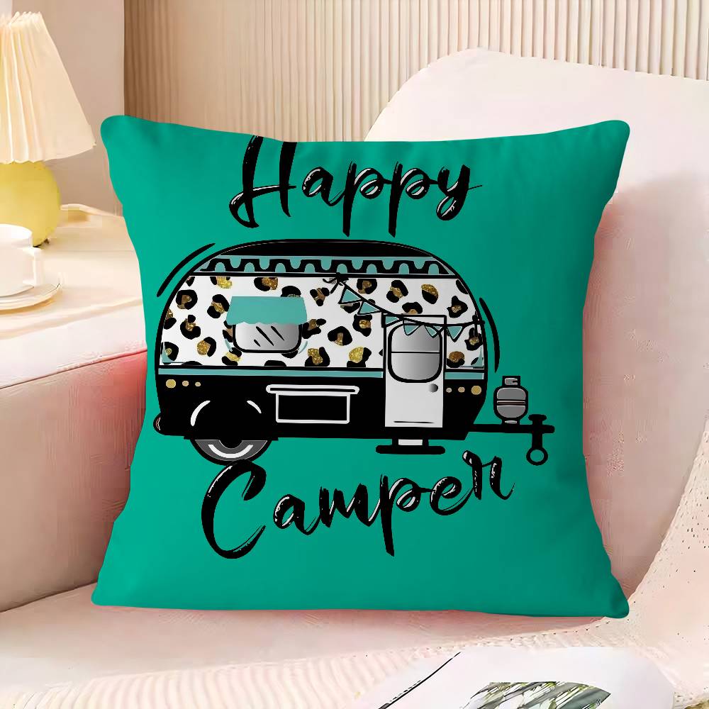 Happy Camper Kissenbezug Cartoon Geschenk Kissenbezug Schlafzimmer Zuhause Sofa Stuhl Sitz Dekor Kissenbezug