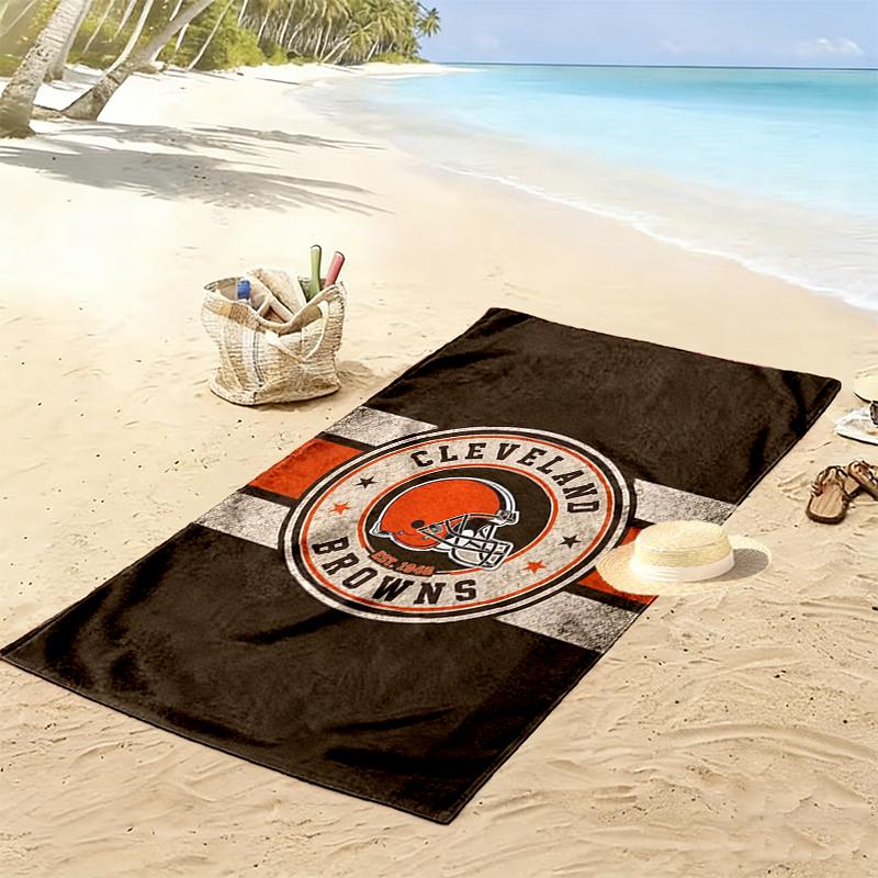Cleveland Browns Print Beach Towel, Large Soft Quick Dry Towel for Beach Camping Swimming