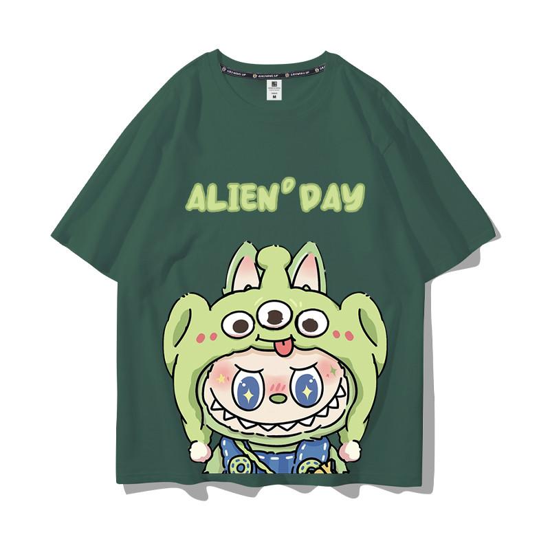 

Семейная футболка LABUBU Женская футболка Детская 2025 Новая Детская футболка с коротким рукавом Модная Универсальная Детская футболка 110