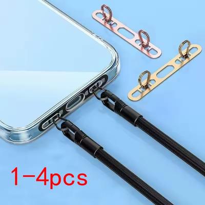 1-4 Stück Edelstahl Handy Schlüsselband Patch Seitlicher Hängeclip Doppelschnalle Handygurte Dichtung Metall Verbindungsstück für