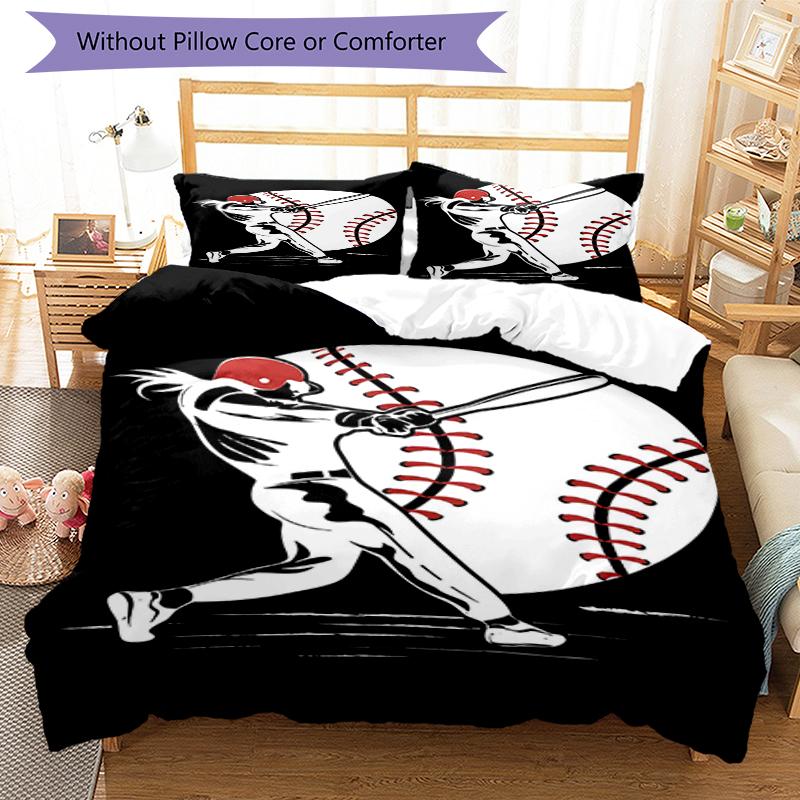 3pcs Baseball Bedding Set Duvet Cover Closure Includes 1 Duvet Cover & 2 Pillowcases, Soft and Comfortable for All Seasons.