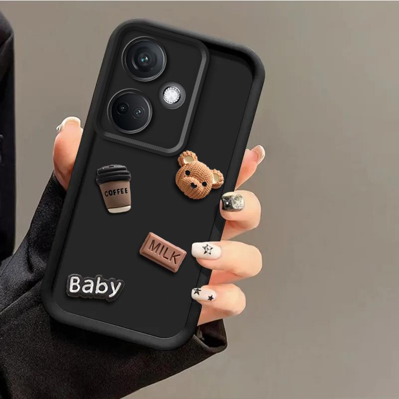 Cute 3D Bear Coffee Milk Phone Case for Samsung Galaxy A56 A36 A26 A55 A35 A25 A15 A05 A05S A54 A34 A24 A14 A04S A53 A33 A23 A13 A03 A52 Cartoon Cover