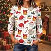 Women's Christmas Print Neck Long Sleeve Pullover Top