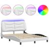 VidaXL Bed Frames with LED Lights, Upholstered Bed, Double Bed, Adult Bed for Bedroom Interior, Modern, White 3213928