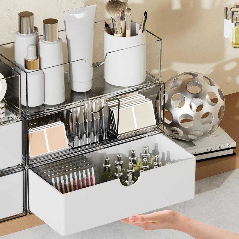 Transparent Mirror Cabinet Organizer: Narrow Cosmetic Drawer & Office Pen Holder