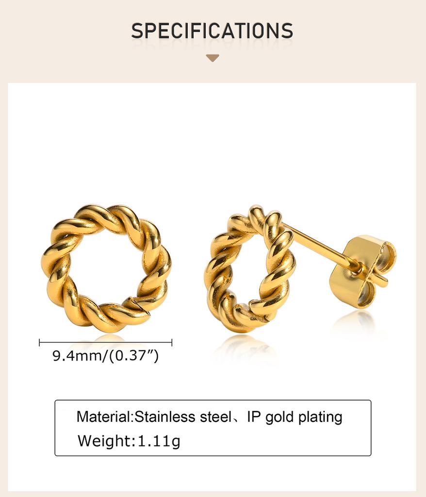 Circle Twist Hoop Stud Earrings, Stainless Steel Minimalist Earring Gifts for Women